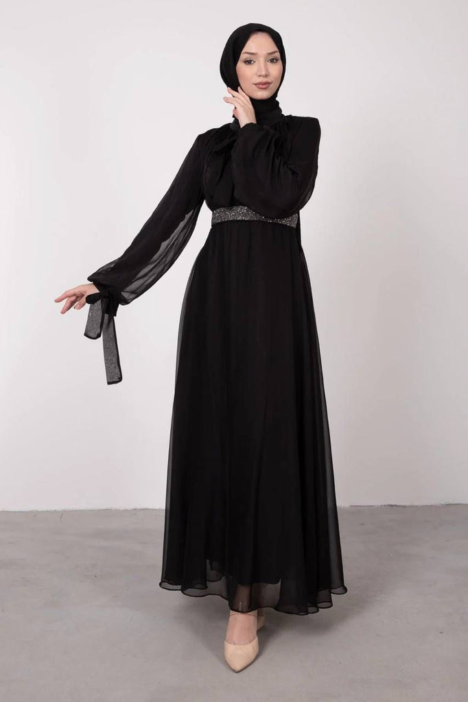 Evening Dress - Modest - Black || S23