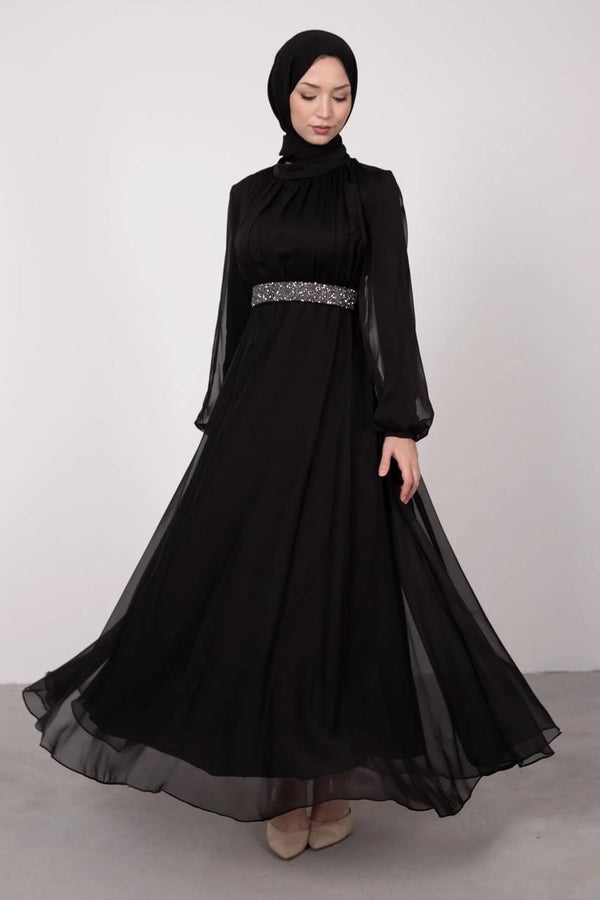 Evening Dress - Modest - Black || S23