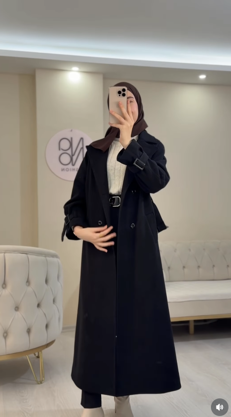 Elegant Long Belted Coat – Modest Classic Style