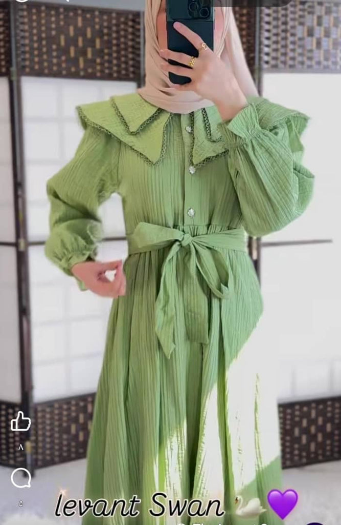 Pleated Maxi Dress with Belt