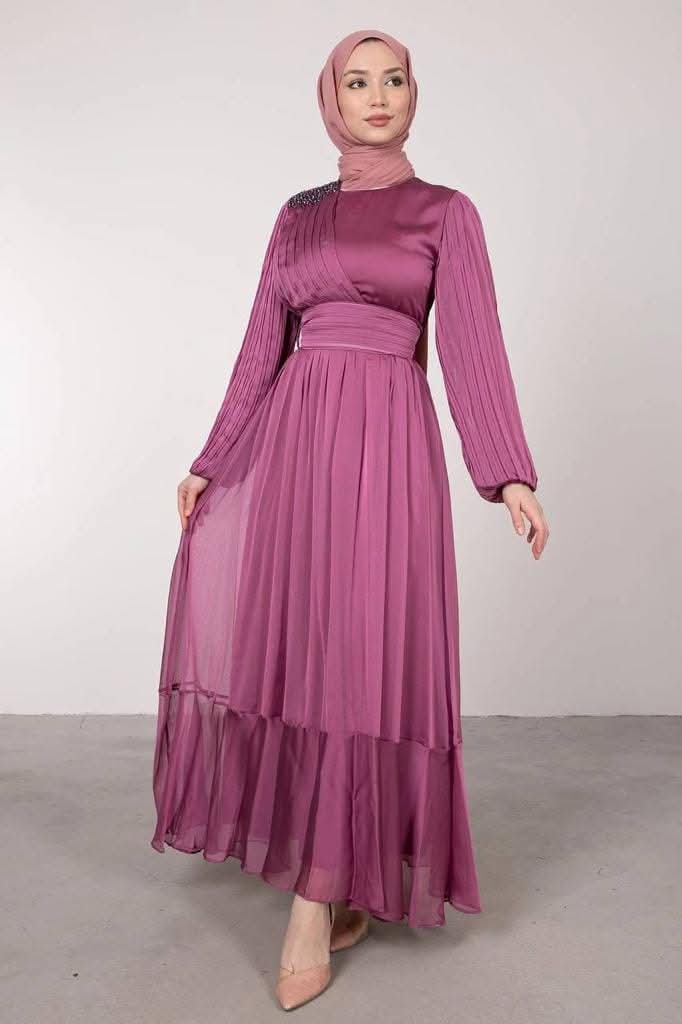 Pleated Chiffon Maxi Dress