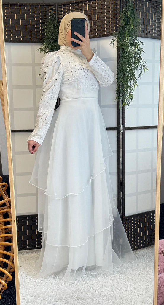 Layered White Bridal Dress