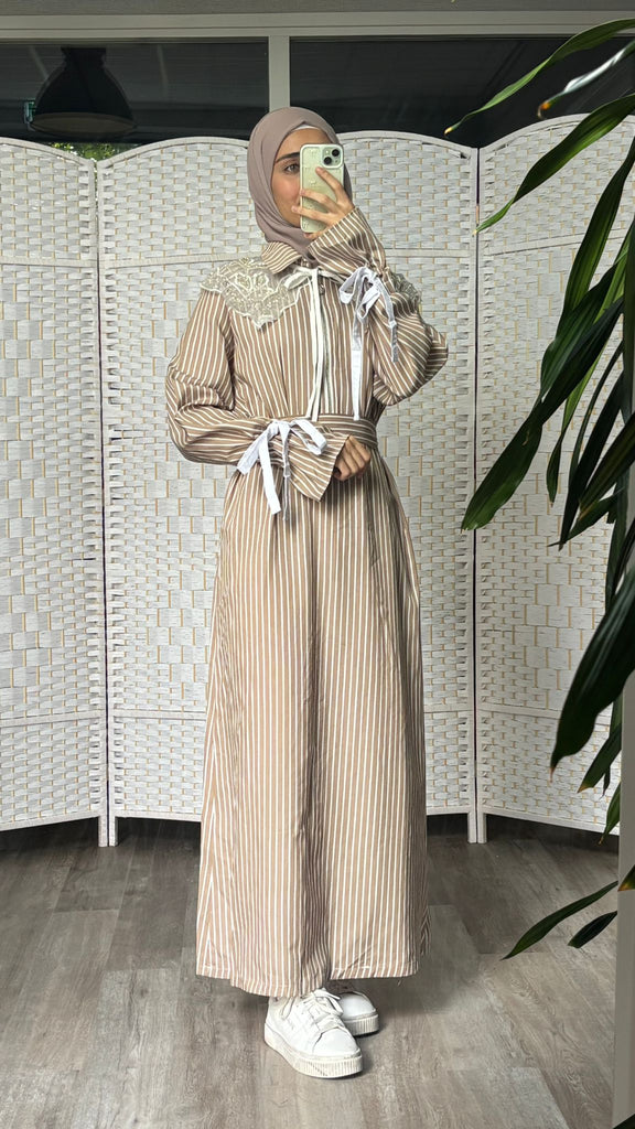 Striped Embroidered Shirt Dress