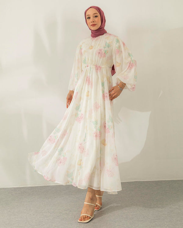 Graceful Garden Chiffon Dress