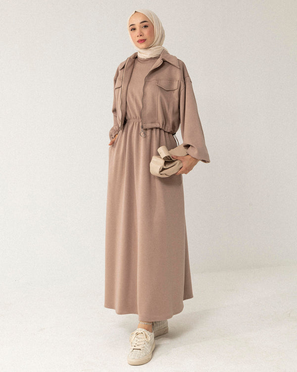 Two-Piece Zippered Jacket and Long Dress Set