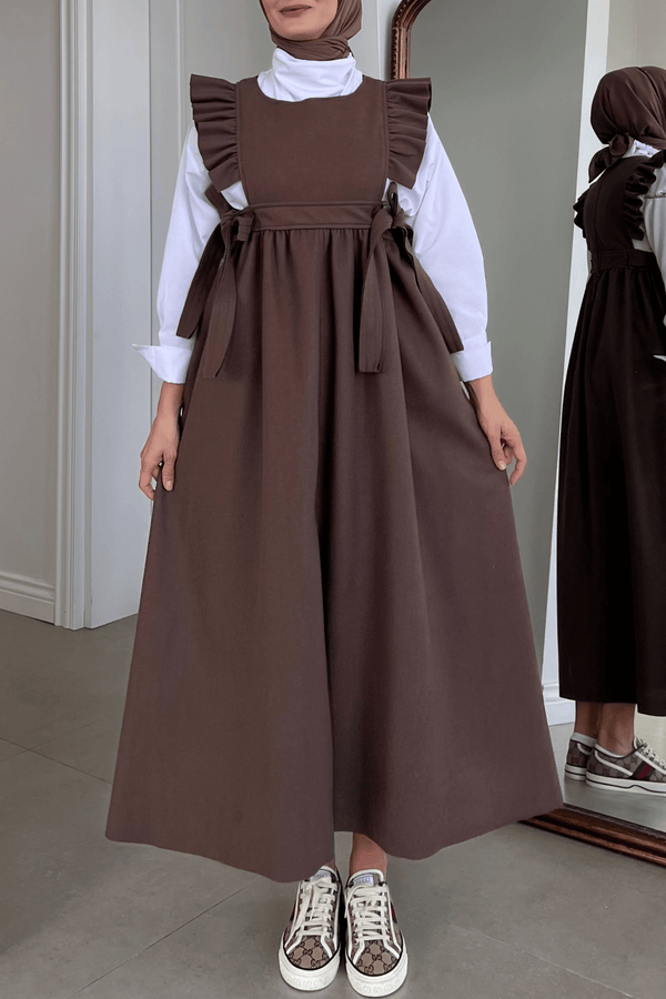 Ruffled Wool Pinafore Dress