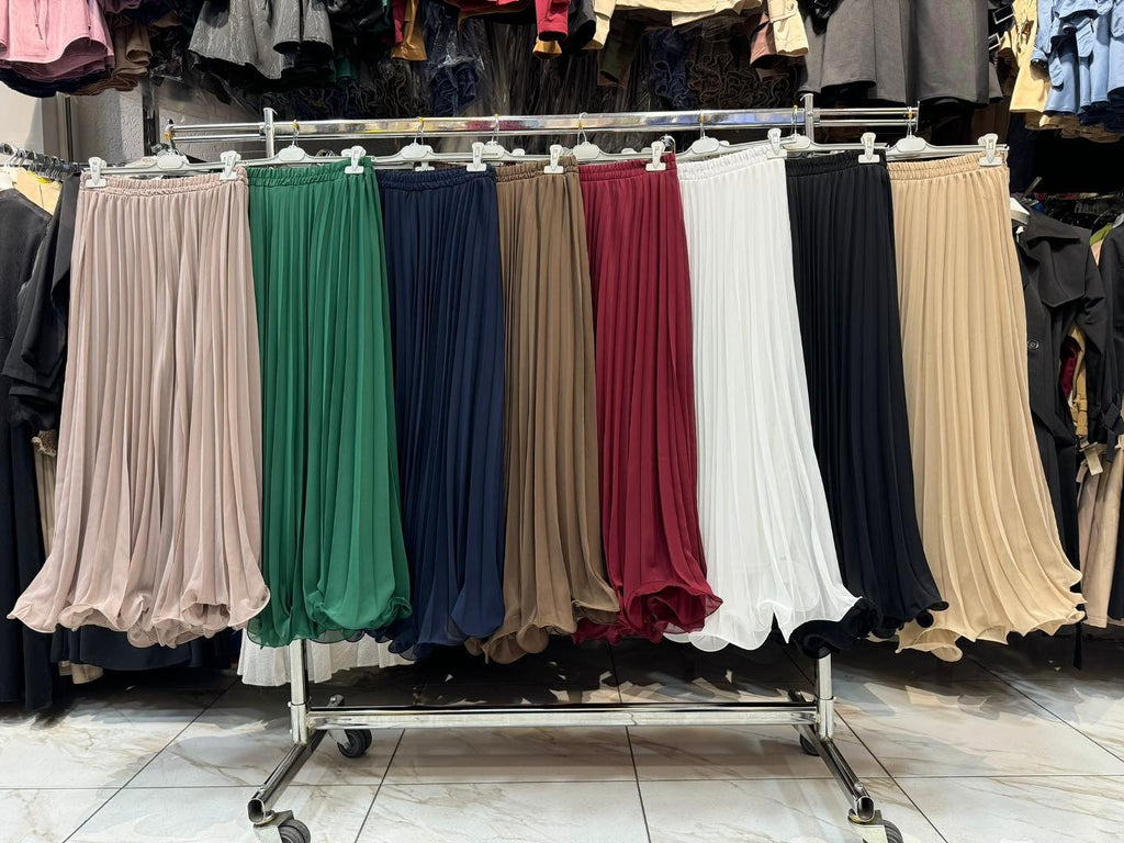 Pleated Chiffon Maxi Skirt