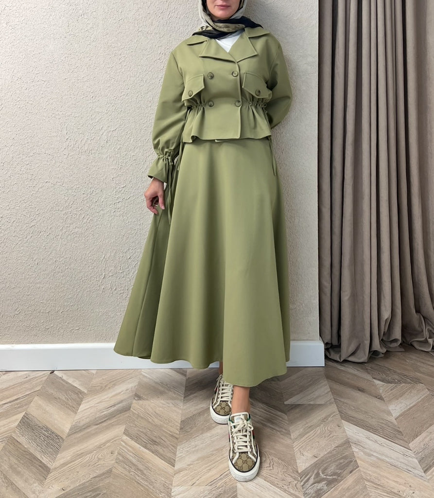 Modest Two-Piece Set – Cropped Jacket with Long Skirt