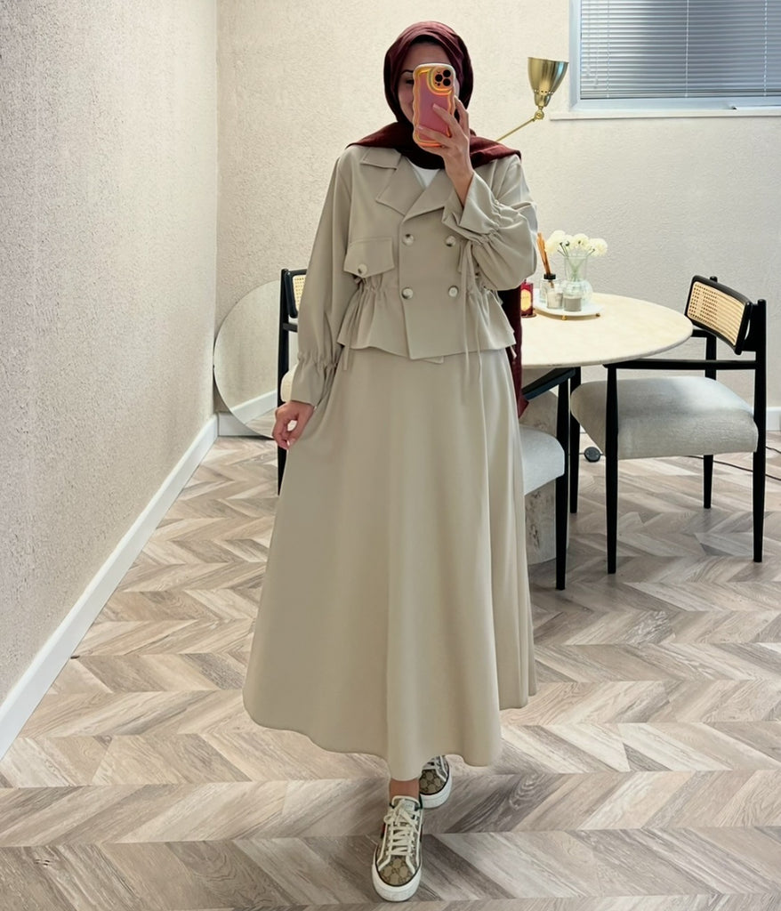 Modest Two-Piece Set – Cropped Jacket with Long Skirt