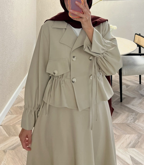Modest Two-Piece Set – Cropped Jacket with Long Skirt