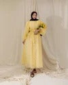 Elegant Balloon Sleeve Buttoned Maxi Dress