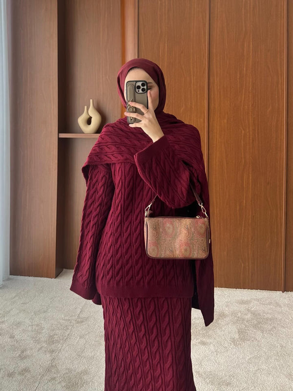 Cable Knit Three-Piece Set