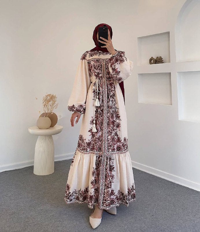 Floral Embroidered Cotton Maxi Dress – Modest & Elegant Design