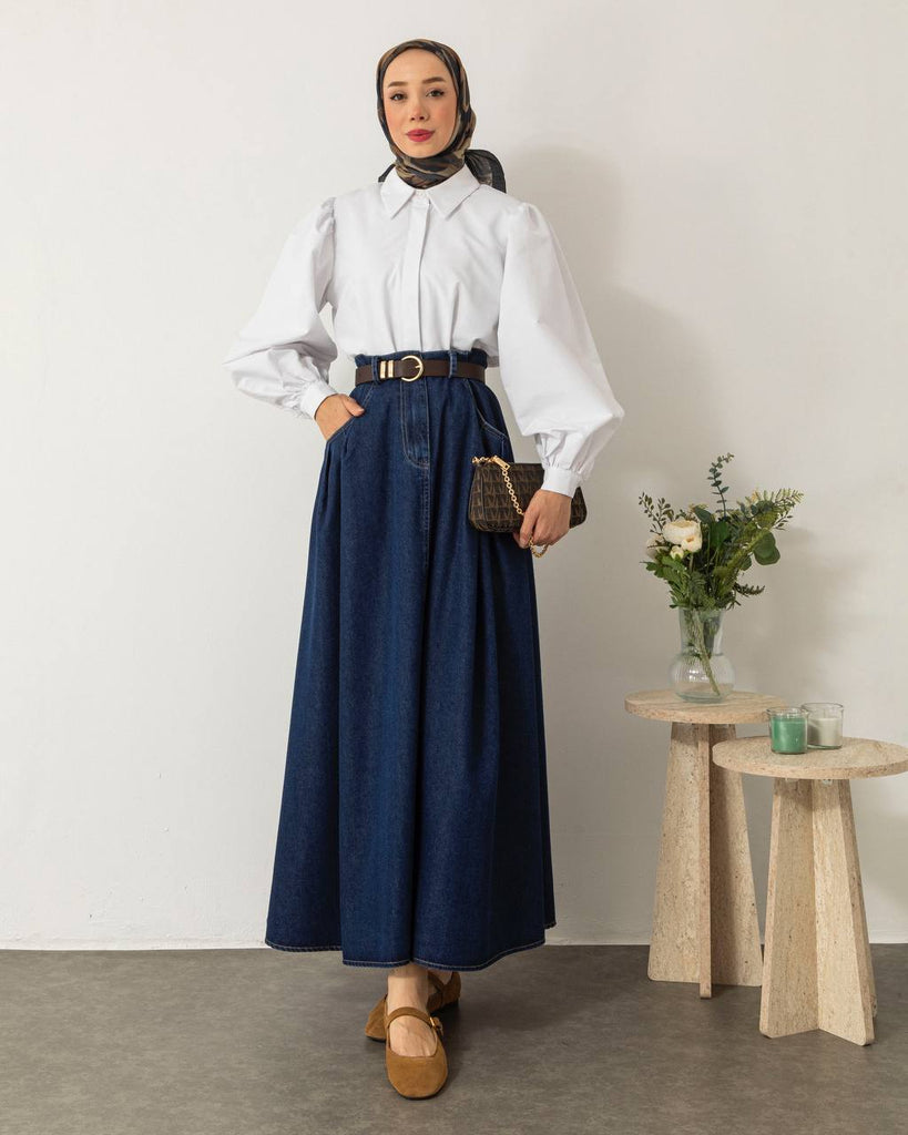 High-Waisted Denim Skirt