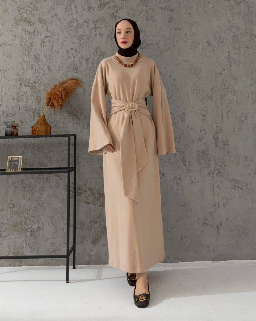Women’s  Maxi Dress with Wide Sleeves & Belt