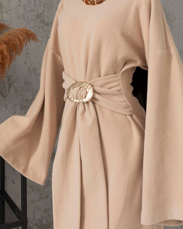 Women’s  Maxi Dress with Wide Sleeves & Belt