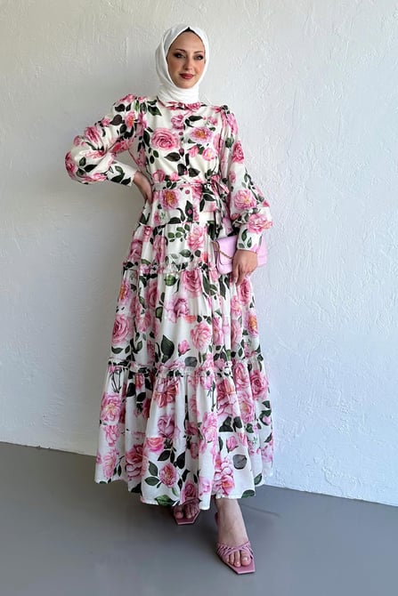 Petal Elegance Chiffon Dress