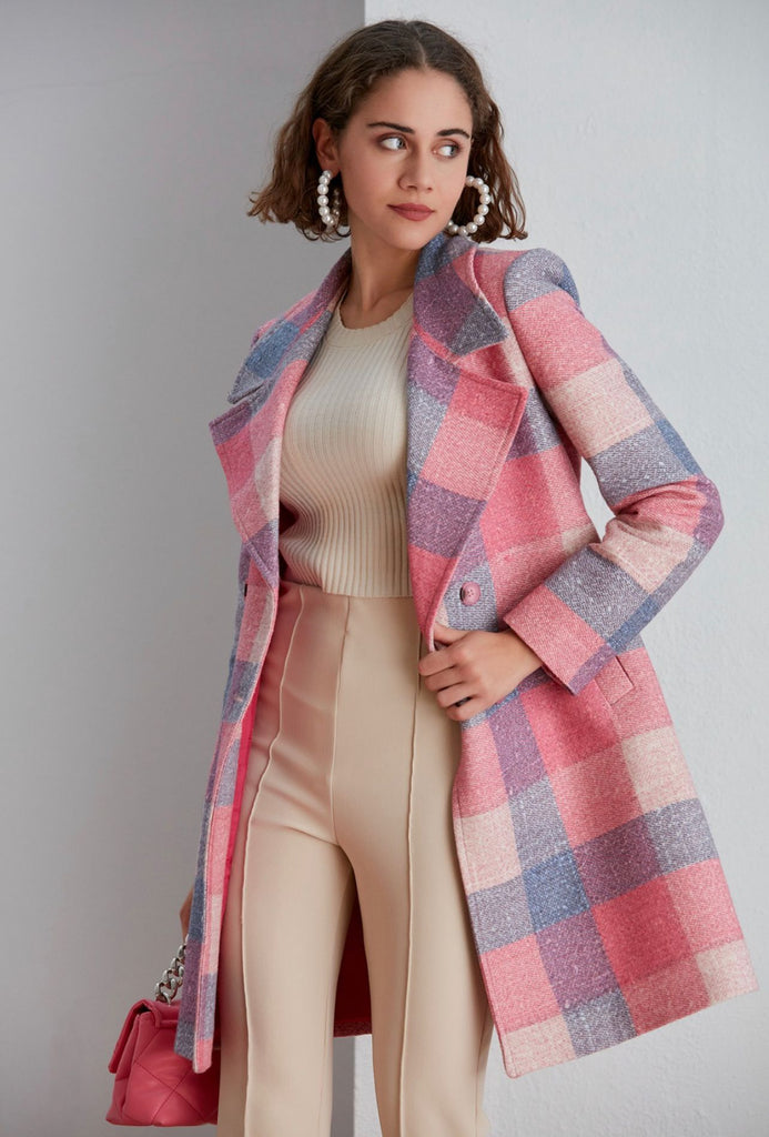 Checkered Coat - Belt